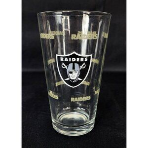 NFL Oakland Las Vegas Raiders Satin Etched Logo 16 Oz Drinking Cup Pint Glass